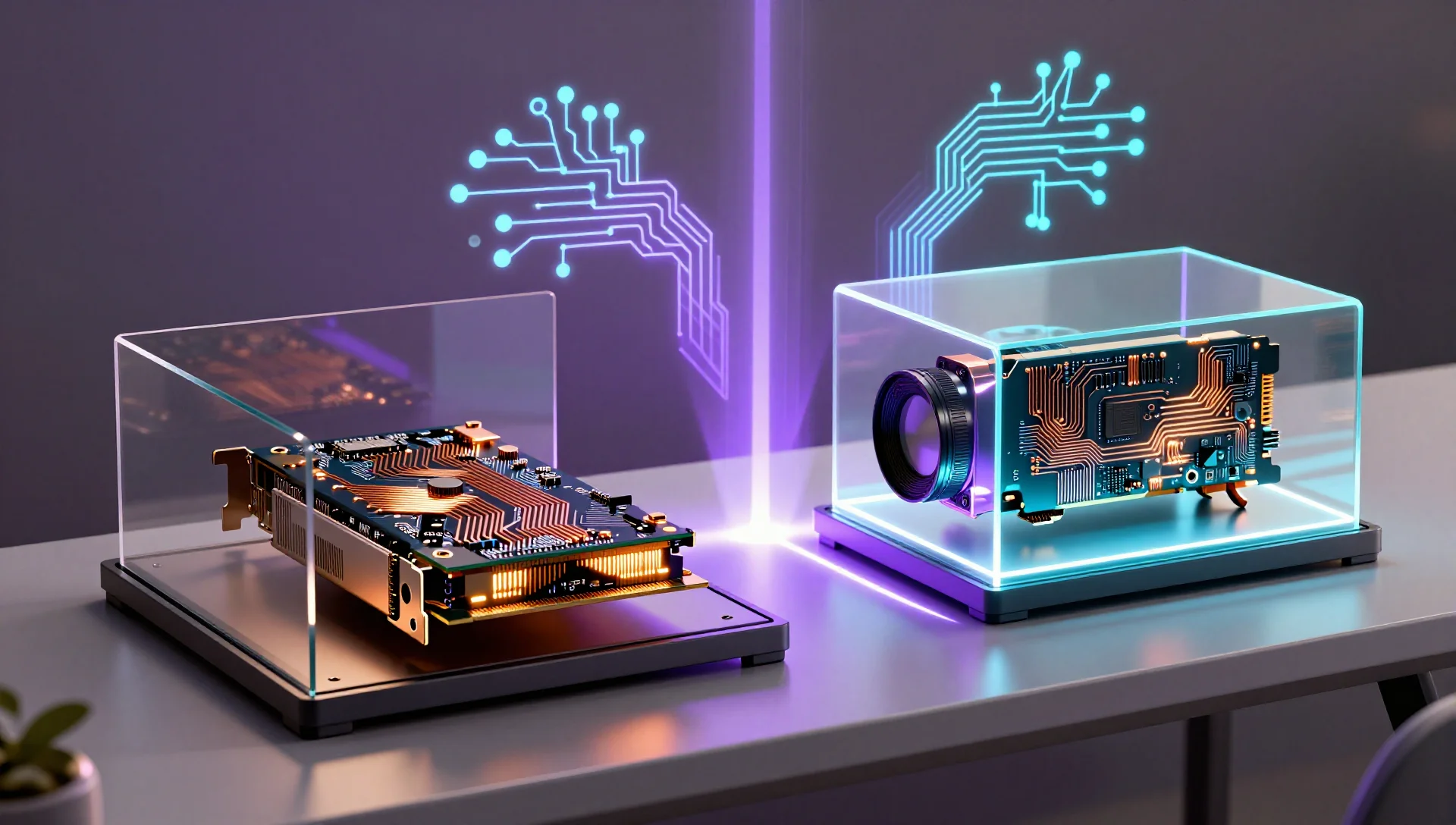 GPU card shown split between a virtual machine and a lightweight LXC container.